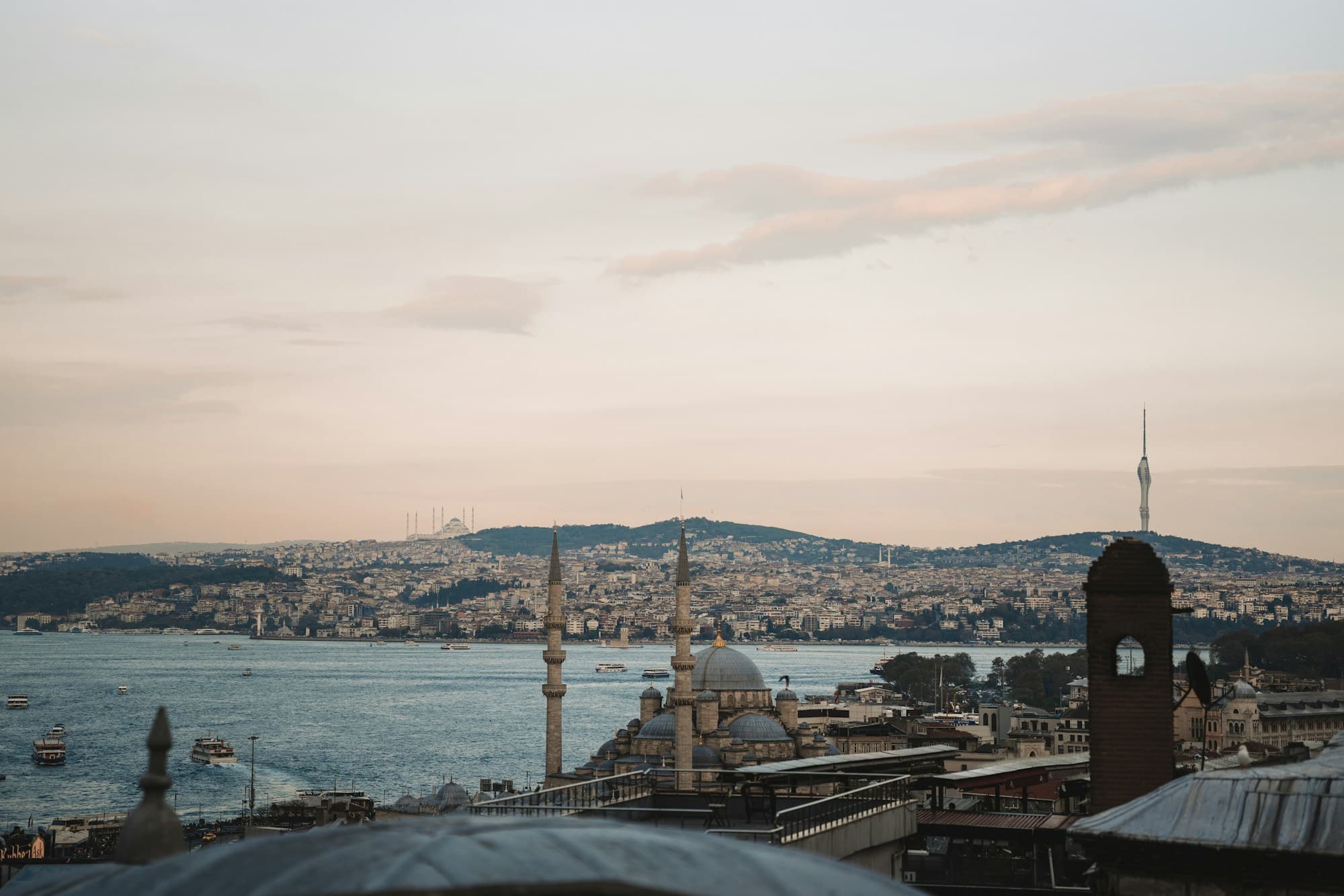 View of Istanbul's skyline and the Bosphorus strait